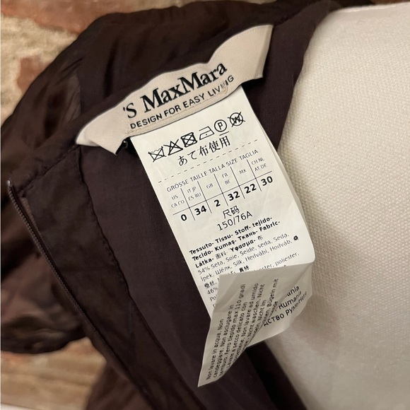 MaxMara Chocolate midi gauze bodice silk skirt - Picture 4 of 4